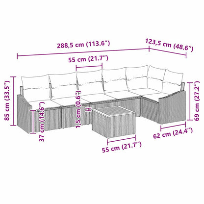 Set Divano da Giardino con cuscino 7 pcs Grigio polyrattan | homemem39