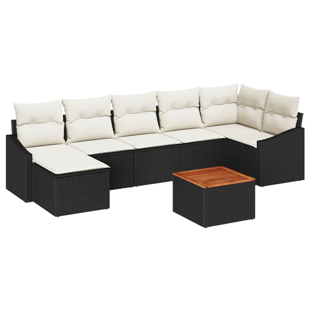 Set Divano da Giardino con cuscino 8 pcs Nero polyrattan | homemem39