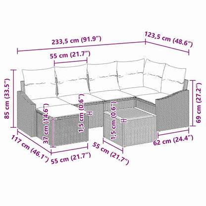 Set Divano da Giardino con cuscino 8 pcs Nero polyrattan | homemem39