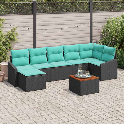 Set Divano da Giardino con cuscino 8 pcs Nero polyrattan | homemem39