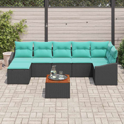 Set Divano da Giardino con cuscino 8 pcs Nero polyrattan | homemem39