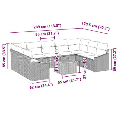 Set Divano da Giardino con cuscino 10 pcs Beige polyrattan | homemem39