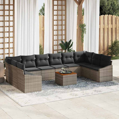 Set Divano da Giardino con cuscino 11 pcs Grigio polyrattan | homemem39