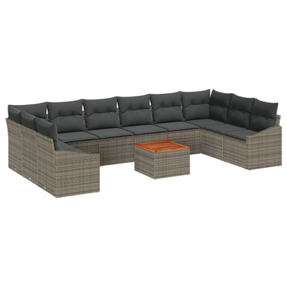 Set Divano da Giardino con cuscino 11 pcs Grigio polyrattan | homemem39