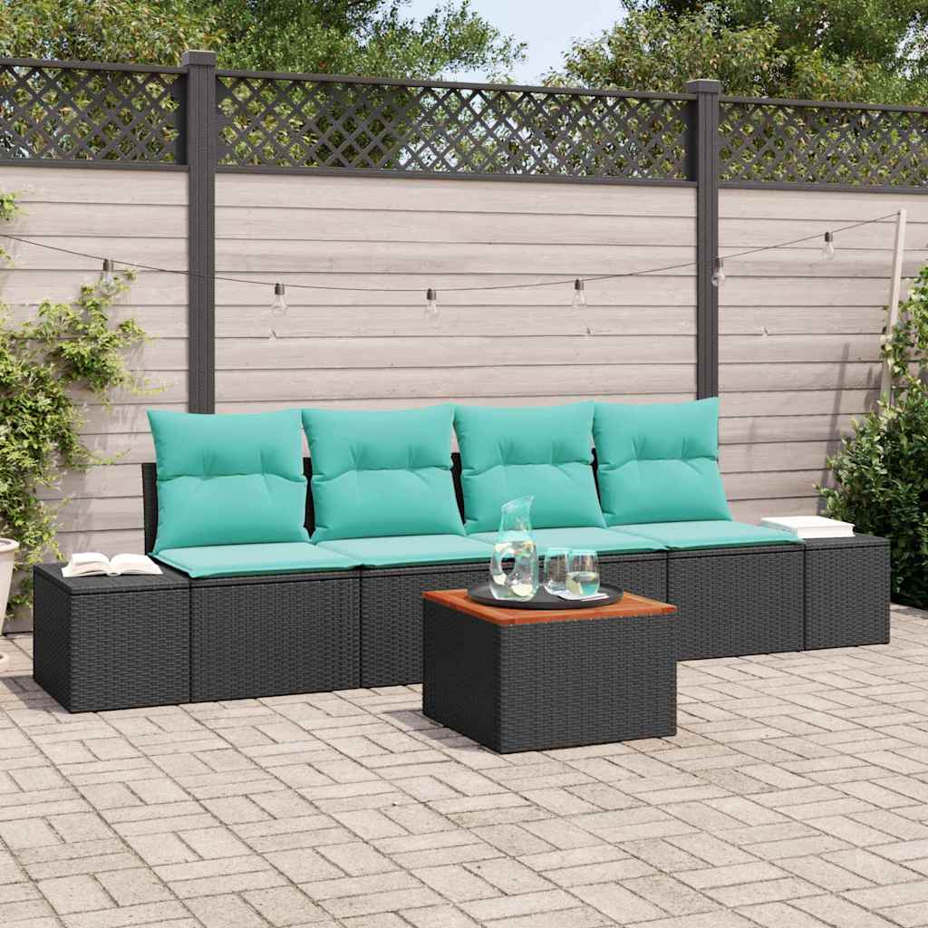 Set Divano da Giardino 5 pz Nero polyrattan | homemem39