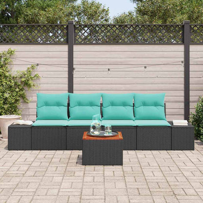 Set Divano da Giardino 5 pz Nero polyrattan