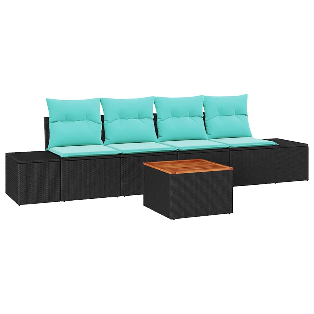 Set Divano da Giardino 5 pz Nero polyrattan | homemem39