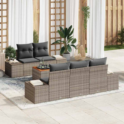 Set Divano da Giardino con cuscino 6 pcs Grigio polyrattan | homemem39