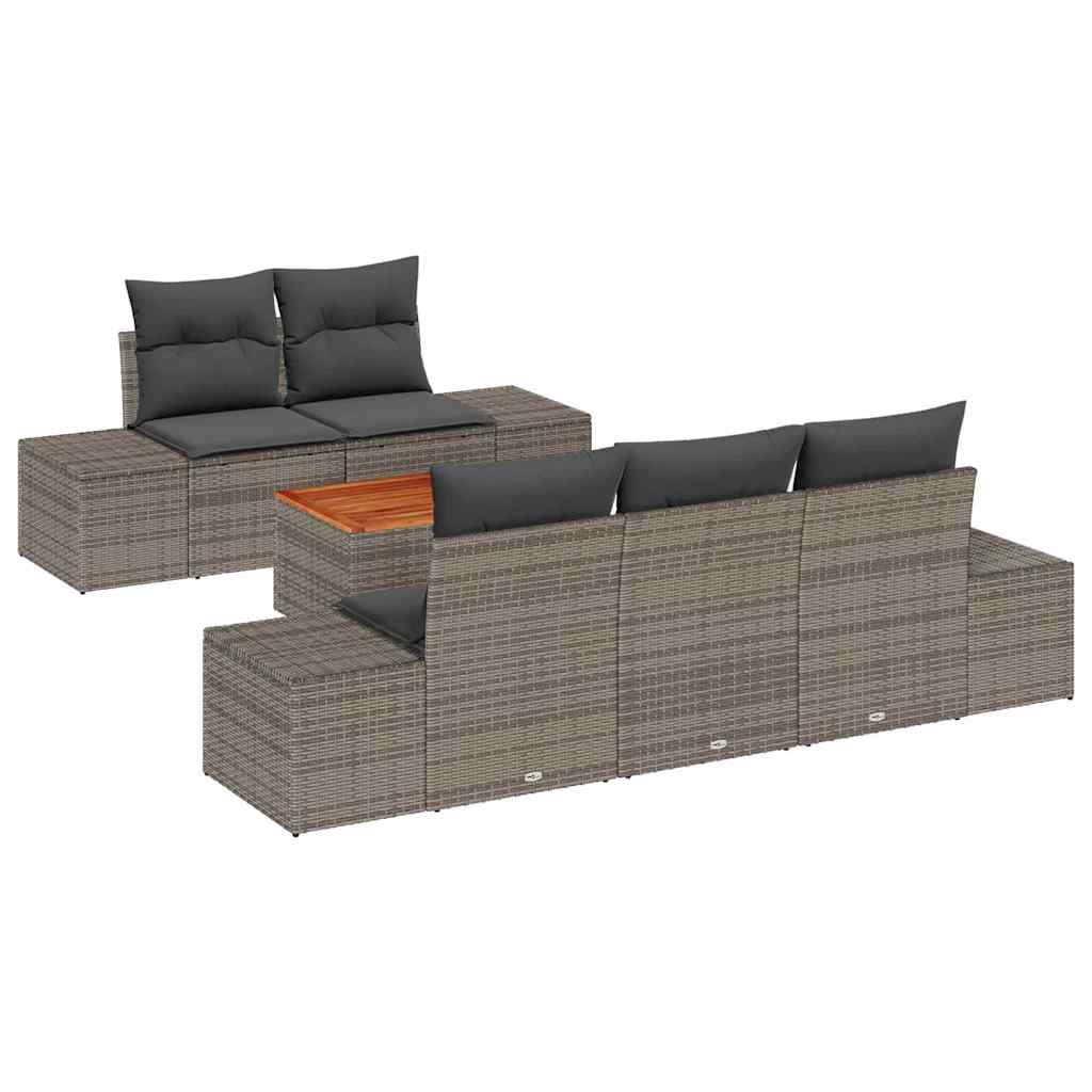 Set Divano da Giardino con cuscino 6 pcs Grigio polyrattan | homemem39