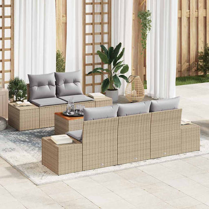 Set Divano da Giardino con cuscino 6 pcs Beige polyrattan | homemem39