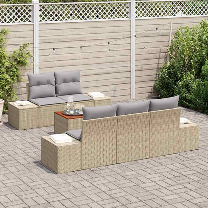 Set Divano da Giardino con cuscino 6 pcs Beige polyrattan | homemem39