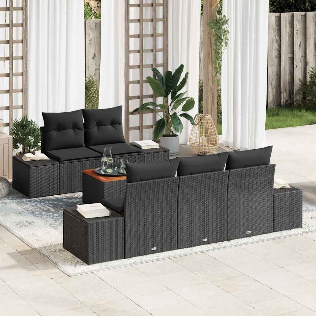 Set Divano da Giardino 6 pz Nero polyrattan | homemem39