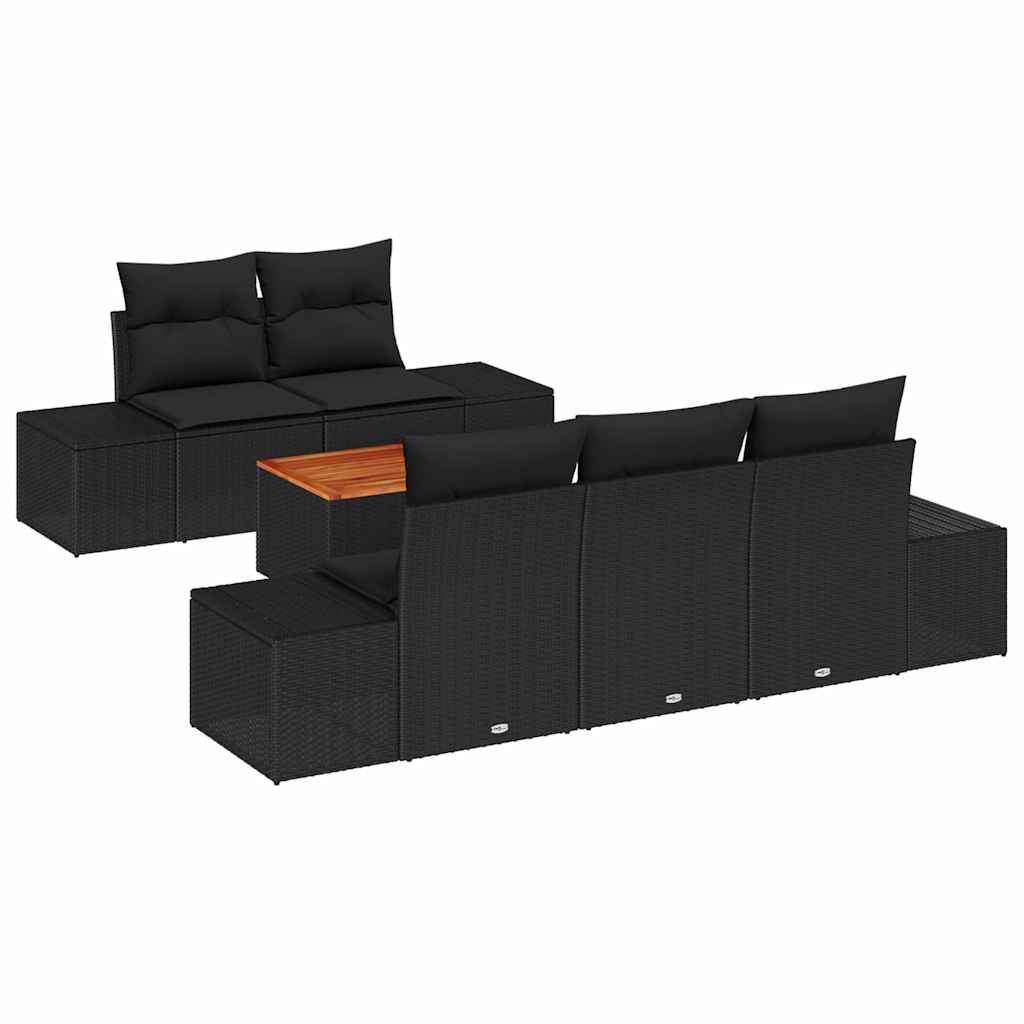 Set Divano da Giardino 6 pz Nero polyrattan | homemem39