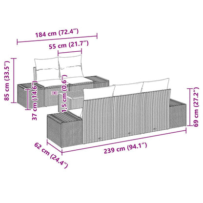 Set Divano da Giardino 6 pz Nero polyrattan | homemem39