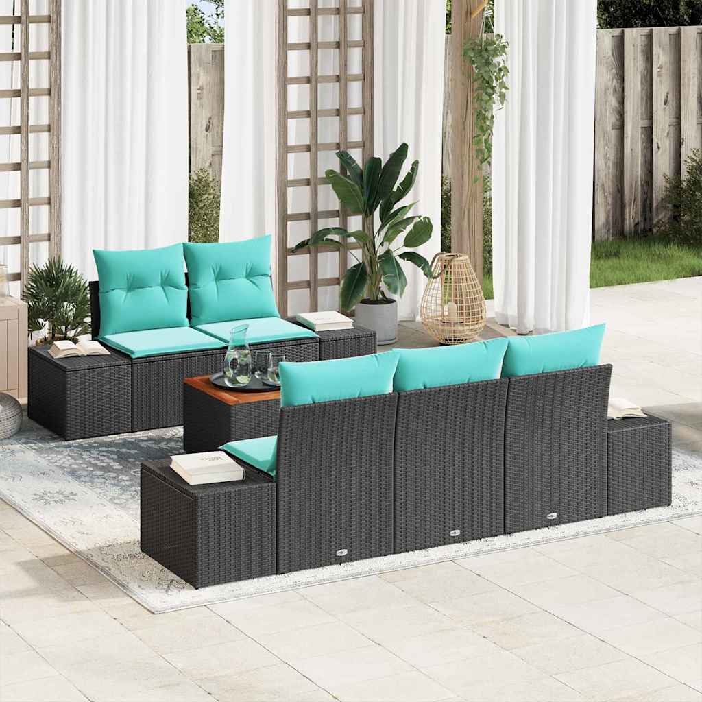 Set Divano da Giardino 6 pz Nero polyrattan | homemem39