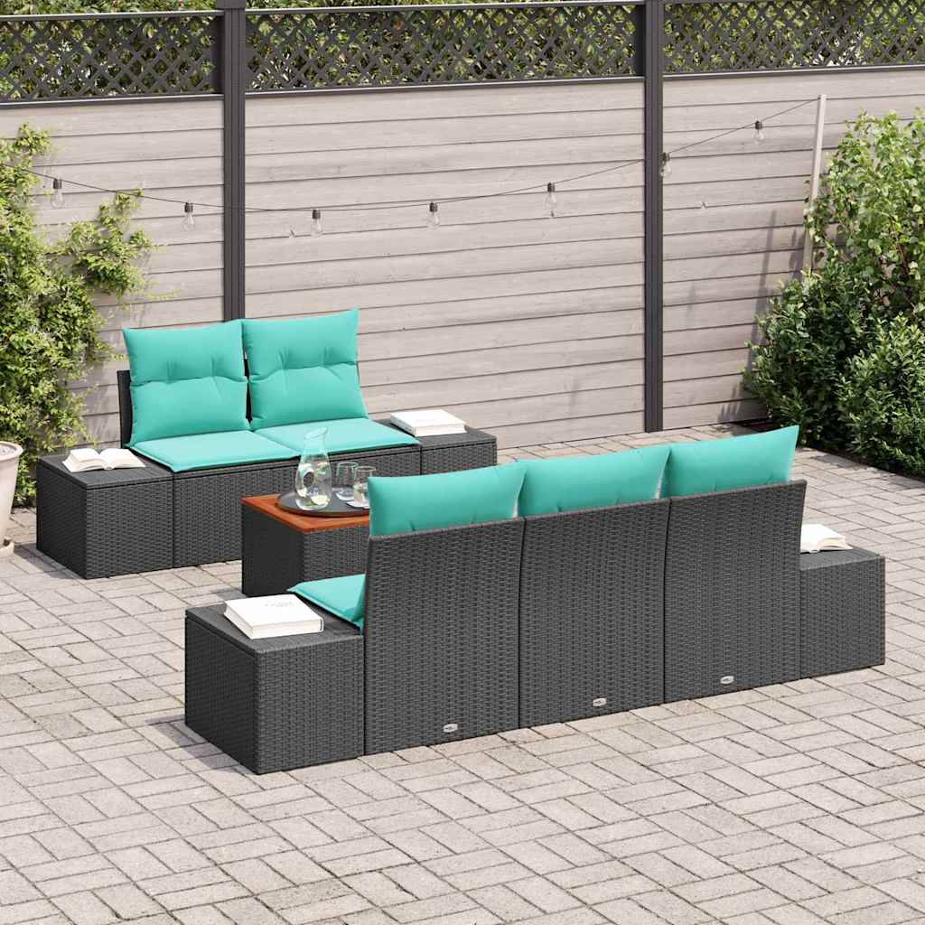Set Divano da Giardino 6 pz Nero polyrattan | homemem39