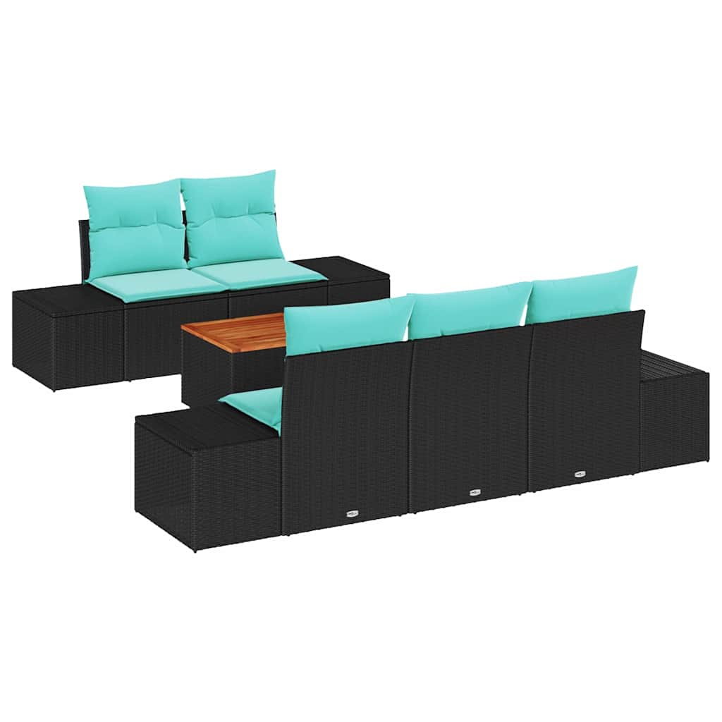 Set Divano da Giardino 6 pz Nero polyrattan | homemem39