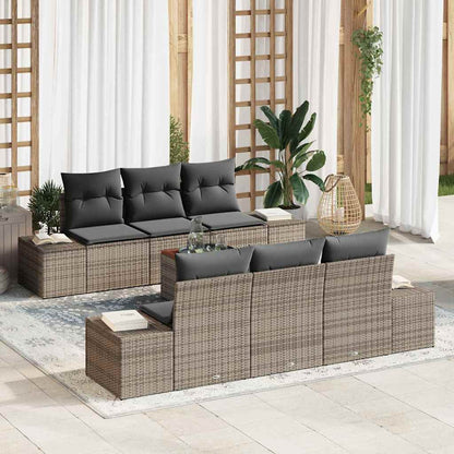 Set Divano da Giardino con cuscino 7 pcs Grigio polyrattan | homemem39