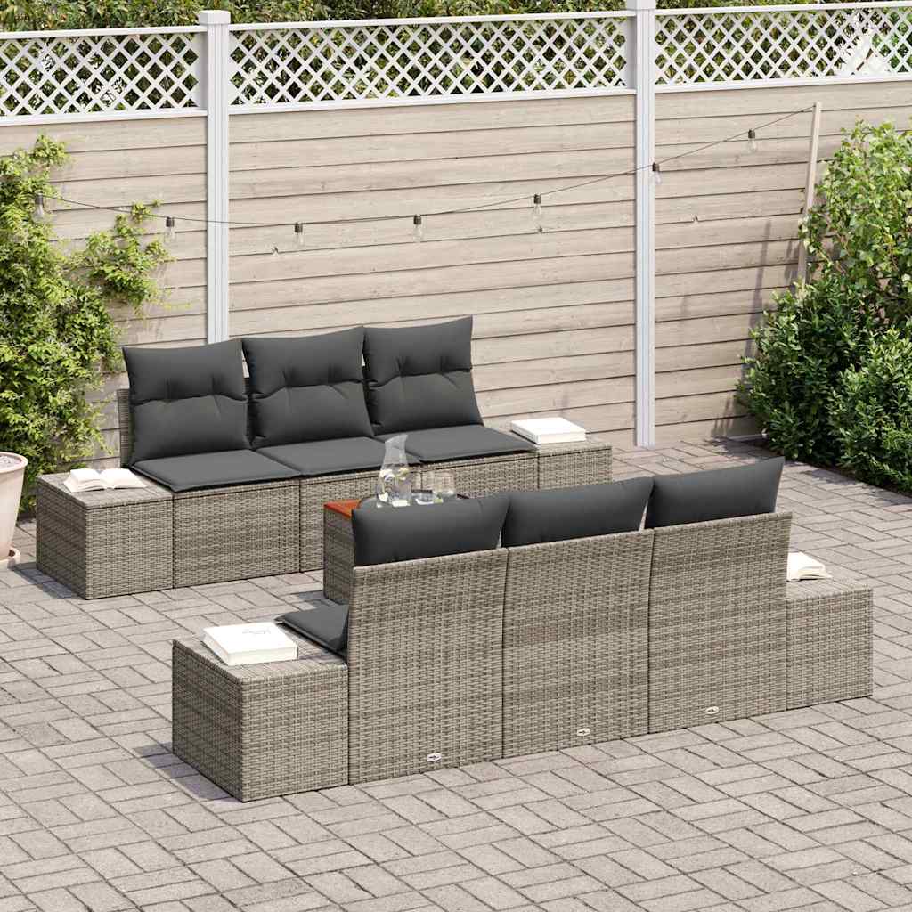Set Divano da Giardino con cuscino 7 pcs Grigio polyrattan | homemem39