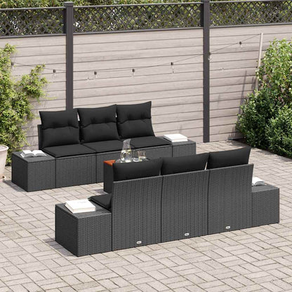 Set Divano da Giardino 7 pz Nero polyrattan | homemem39