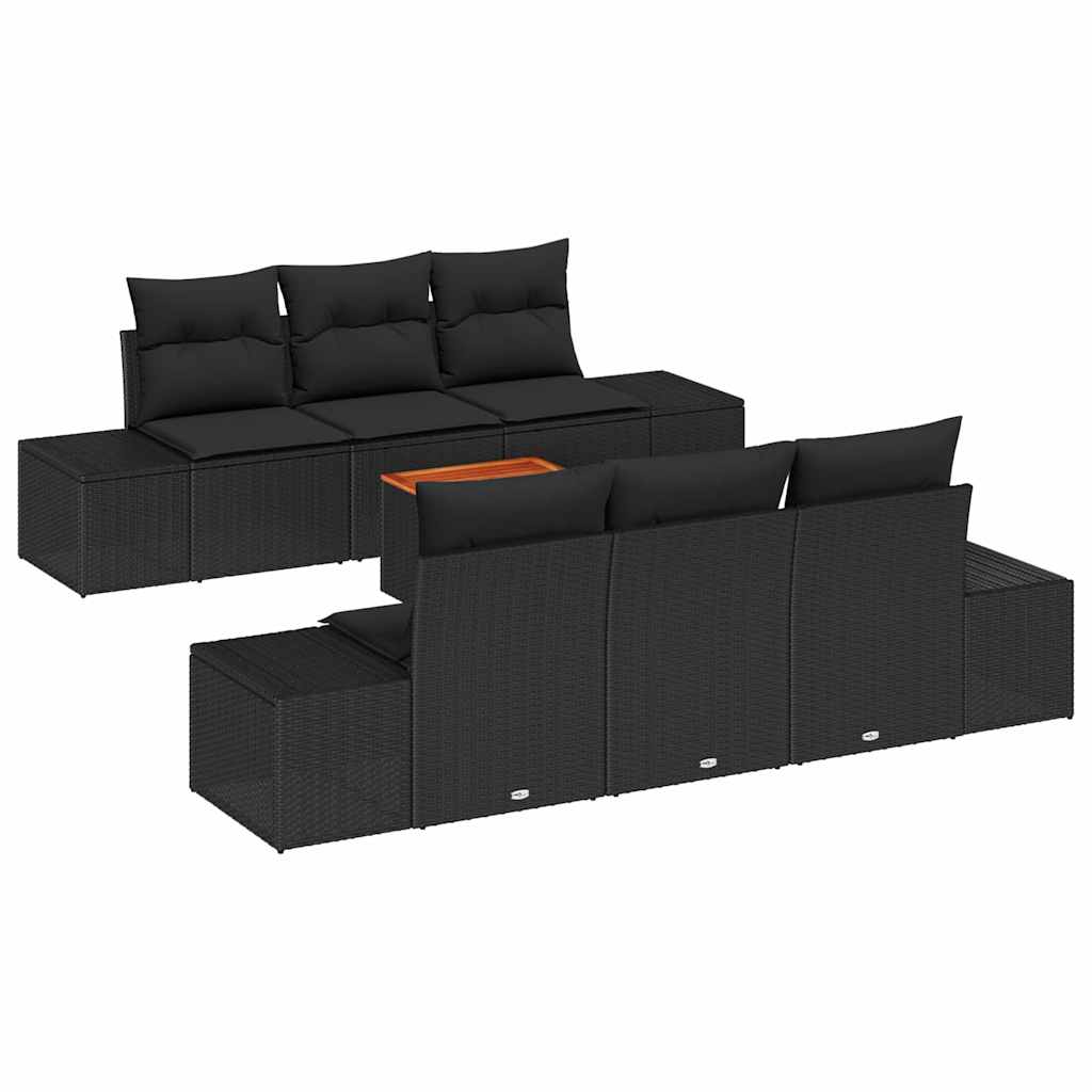 Set Divano da Giardino 7 pz Nero polyrattan | homemem39