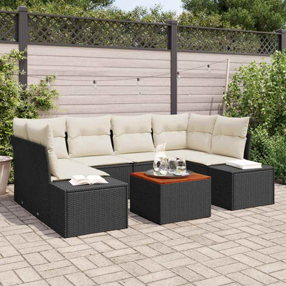 Set Divano da Giardino con cuscino 7 pcs Nero polyrattan | homemem39