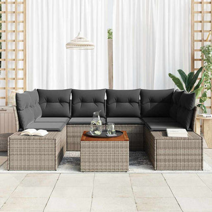 Set Divano da Giardino con cuscino 7 pcs Grigio polyrattan | homemem39