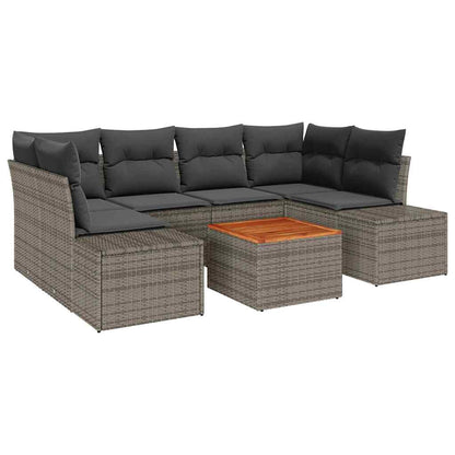Set Divano da Giardino con cuscino 7 pcs Grigio polyrattan | homemem39