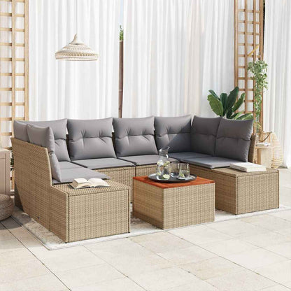 Set Divano da Giardino con cuscino 7 pcs Beige polyrattan | homemem39