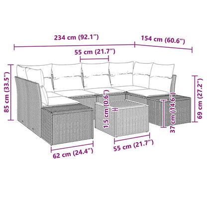 Set Divano da Giardino 7 pz Nero polyrattan | homemem39