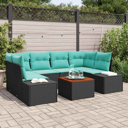 Set Divano da Giardino 7 pz Nero polyrattan