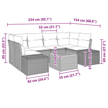 Set Divano da Giardino 7 pz Nero polyrattan | homemem39