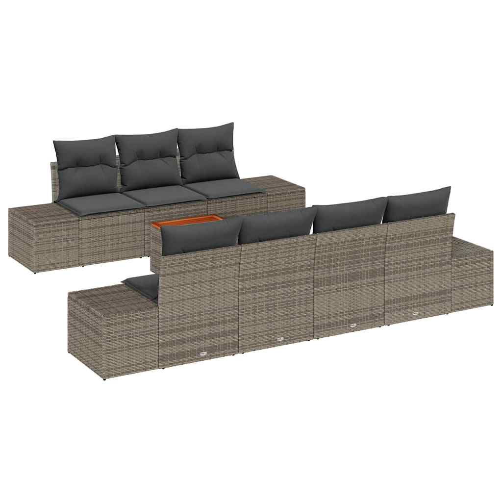 Set Divano da Giardino con cuscino 8 pcs Grigio polyrattan | homemem39