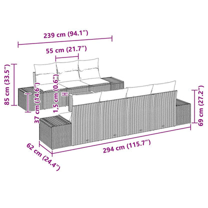 Set Divano da Giardino con cuscino 8 pcs Grigio polyrattan | homemem39