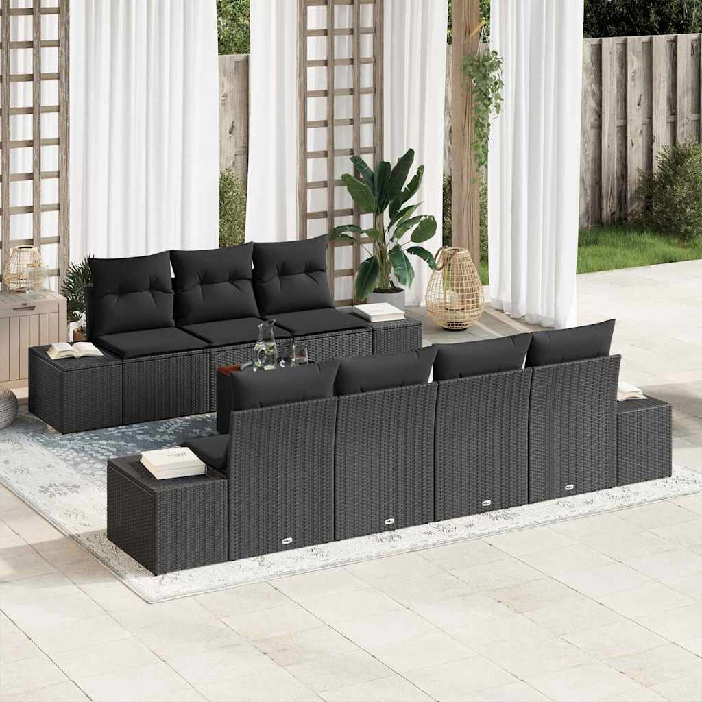 Set Divano da Giardino 8 pz Nero polyrattan | homemem39