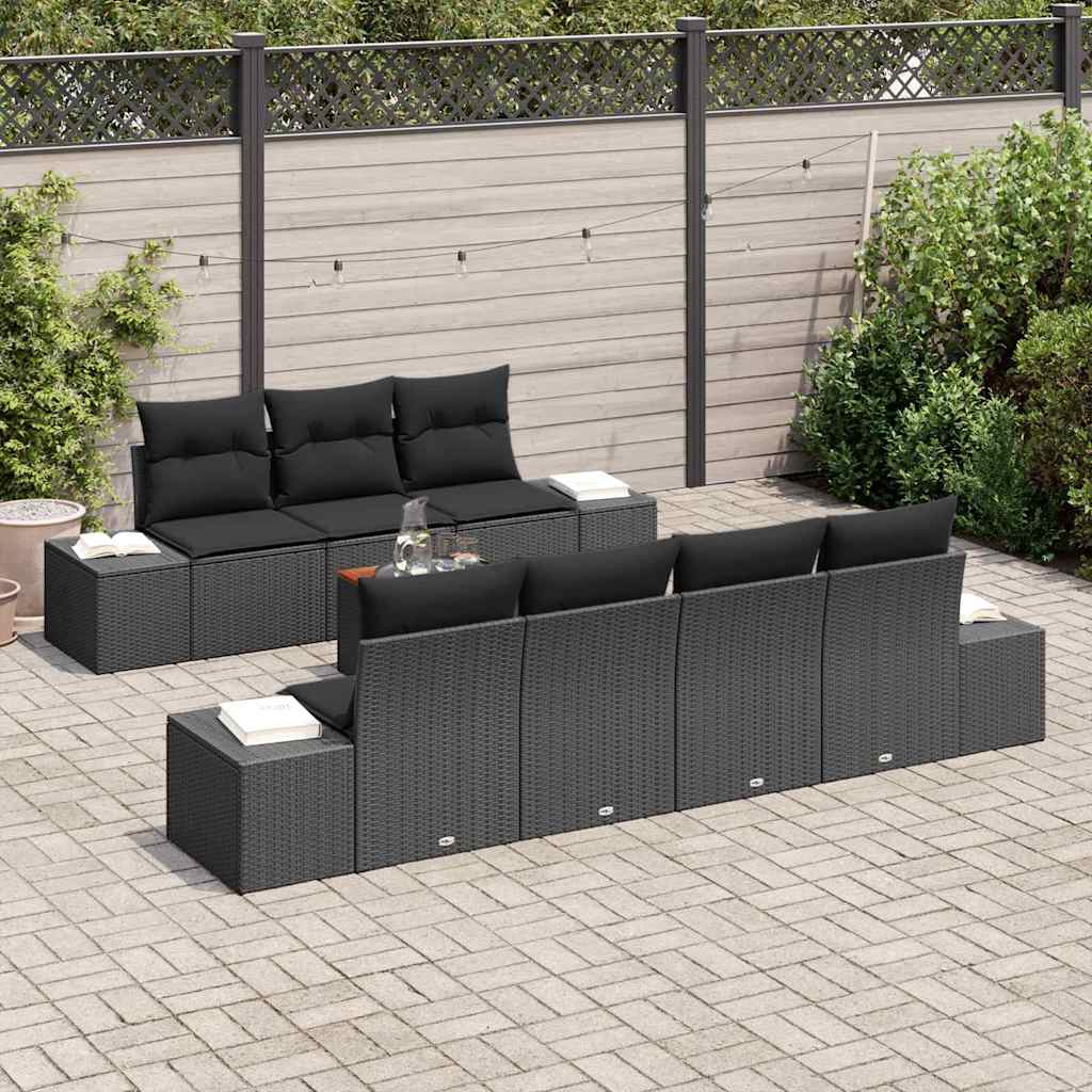 Set Divano da Giardino 8 pz Nero polyrattan | homemem39