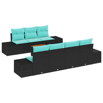 Set Divano da Giardino 8 pz Nero polyrattan | homemem39