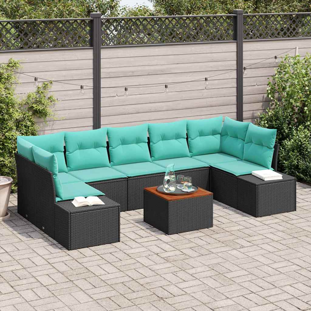 Set Divano da Giardino 8 pz Nero polyrattan | homemem39