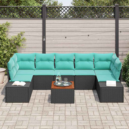 Set Divano da Giardino 8 pz Nero polyrattan | homemem39