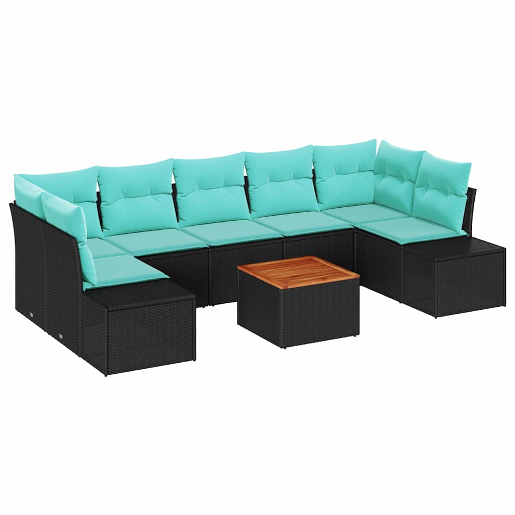 Set Divano da Giardino 8 pz Nero polyrattan | homemem39