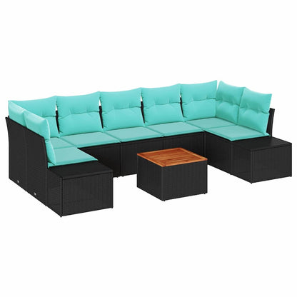 Set Divano da Giardino 8 pz Nero polyrattan | homemem39