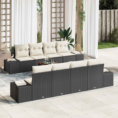 Set Divano da Giardino con cuscino 9 pcs Nero polyrattan | homemem39