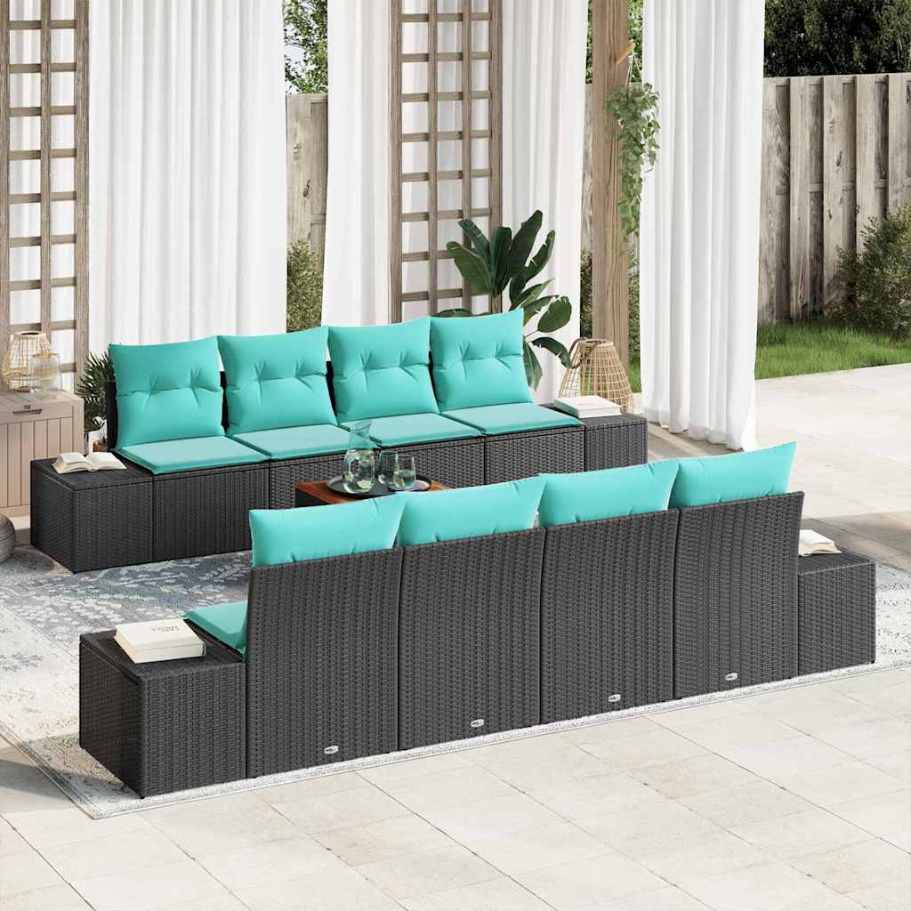Set Divano da Giardino 9 pz Nero polyrattan | homemem39