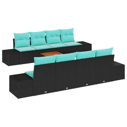 Set Divano da Giardino 9 pz Nero polyrattan | homemem39