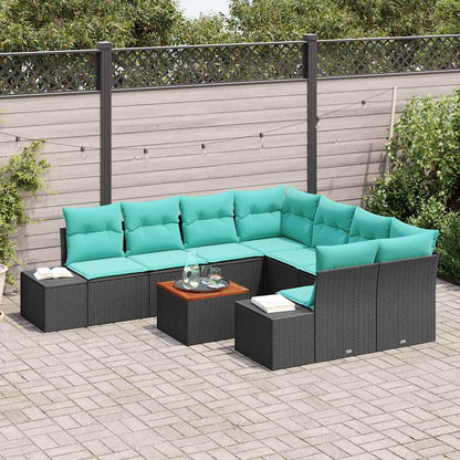Set Divano da Giardino 9 pz Nero polyrattan | homemem39