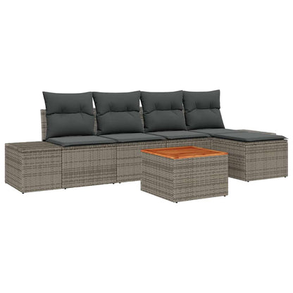 Set Divano da Giardino con cuscino 6 pcs Grigio polyrattan | homemem39