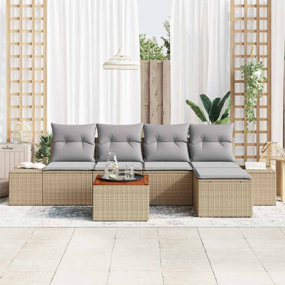 Set Divano da Giardino con cuscino 6 pcs Beige polyrattan | homemem39