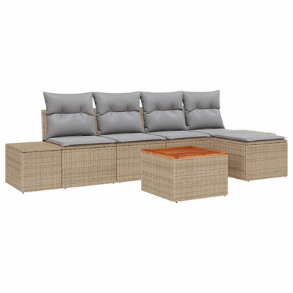 Set Divano da Giardino con cuscino 6 pcs Beige polyrattan | homemem39