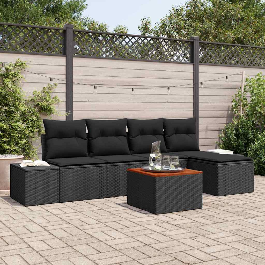 Set Divano da Giardino 6 pz Nero polyrattan | homemem39