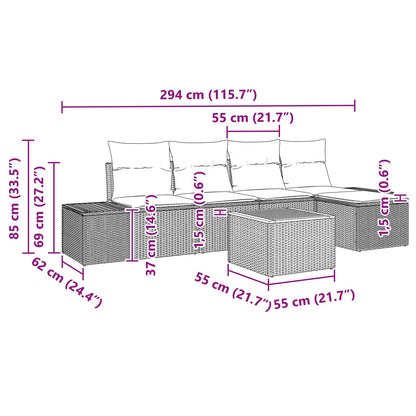 Set Divano da Giardino 6 pz Nero polyrattan | homemem39